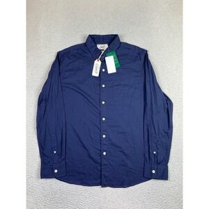 Grayers Shirt Mens Large Navy Portofino Featherweight Poplin Button Front NEW